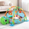 thumbnail image 2 of Baby Play Mat, Caveen 3 in 1 Baby Play Gym Activity Mat, with Hanging Toys and Ocean Balls, for Infants Toddlers, Blue Turtle, 2 of 8