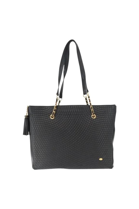 Pre-Owned Bally Vintage Quilted Leather Black Leather Tote Bag Bag