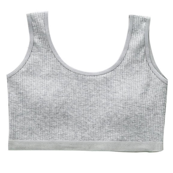 Girls' Cotton Cami Crop Training Bra, Breathable Kids Sport Bralette