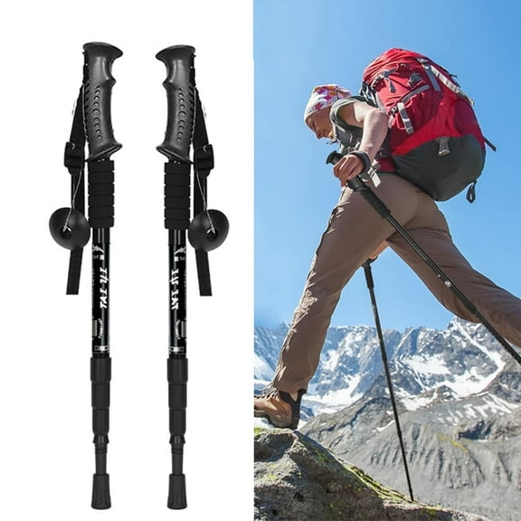 2 PCS Trekking Poles - Ultralight Foldable Hiking Poles, Shock-Absorbing, Adjustable Aluminum Walking Sticks for Hiking, Camping, Backpacking, All-Terrain（20" to 43"）
