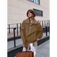 thumbnail image 6 of Suede Jacket for Women Fall Winter Cropped Y2k Oversized Faux Leather Blazer Jackets Light Brown S, 6 of 7