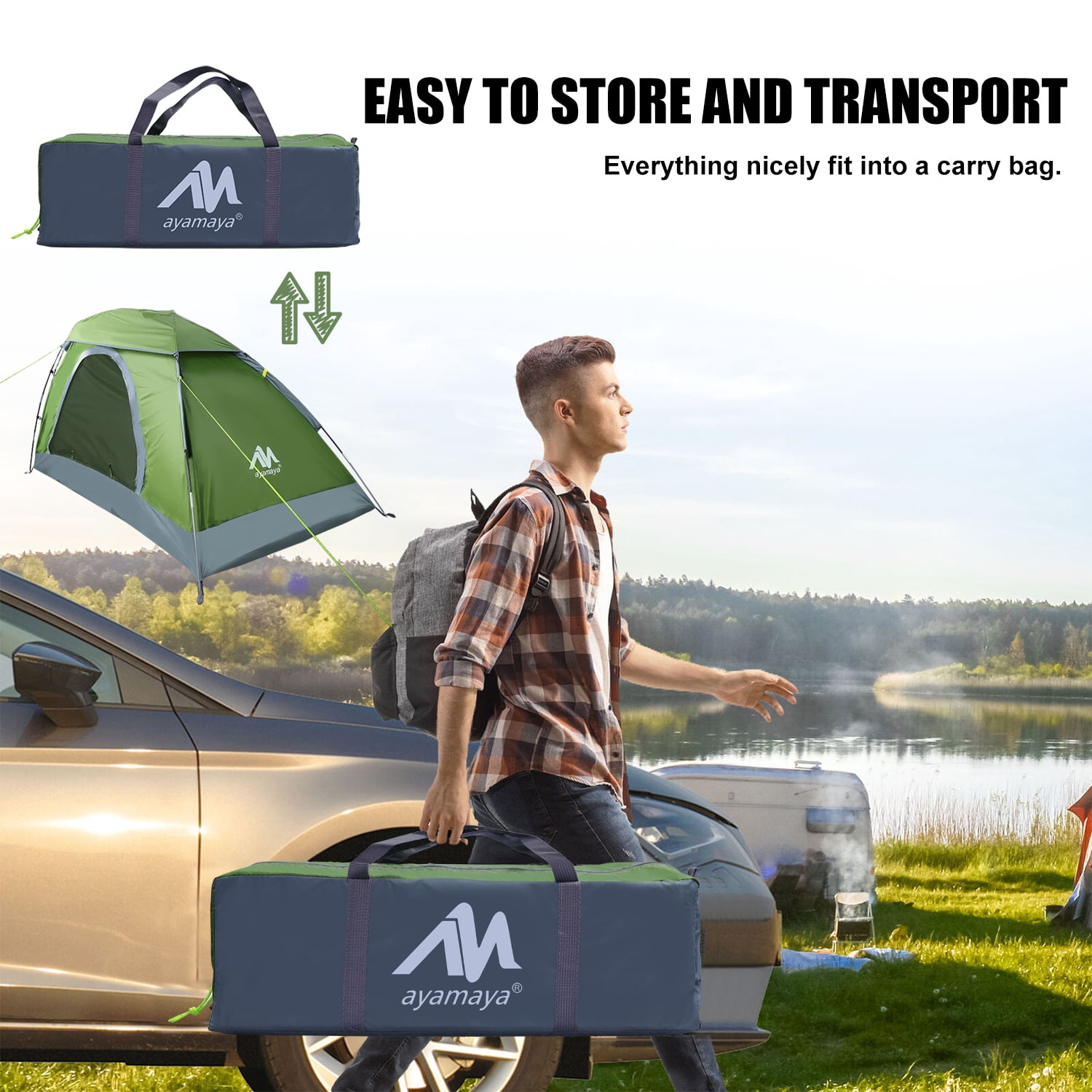 Backpacking Tents for 1 Person, Lightweight Waterproof Camping Hiking Single Person Tent with Rain Fly and Carrying Bag for Adults Kids