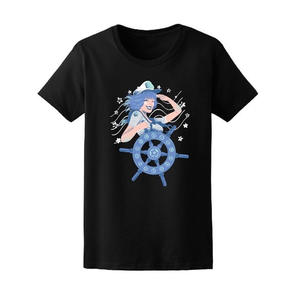 Cute Sailor Girl, Captain T-Shirt Women -Image by Shutterstock, Female XX-Large