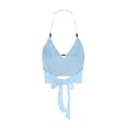 thumbnail image 4 of Wang6 Women’s Y2k Knit Cropped Cami Tops Sleeveless Tie Halter Neck Solid Color Camisole Tops Summer Trendy Crochet Tank Tops 0617liBlue L, 4 of 6