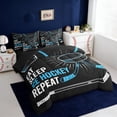 thumbnail image 2 of Erosebridal Ice Hockey 7-Piece Twin Bedding Sets For Boy,Ball Sport Games Kids Bedding Comforter Set,Reversible black, 2 of 7