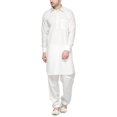 thumbnail image 1 of Royal Kurta Men's Polycotton Neck Embroidered Pathani Suit Classic White, 1 of 1