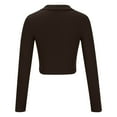 thumbnail image 3 of GigrtiJin Women's Collar V Neck Long Sleeve Shirt Solid Color Slim Cotton Comfy Crop Tops Casual Fashion Basic Blouse, 3 of 4