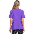 thumbnail image 2 of renvena Women Solid Color Short Sleeve Chef Coat Restaurant Kitchen Caterers Culinary Clothes Purple L, 2 of 7