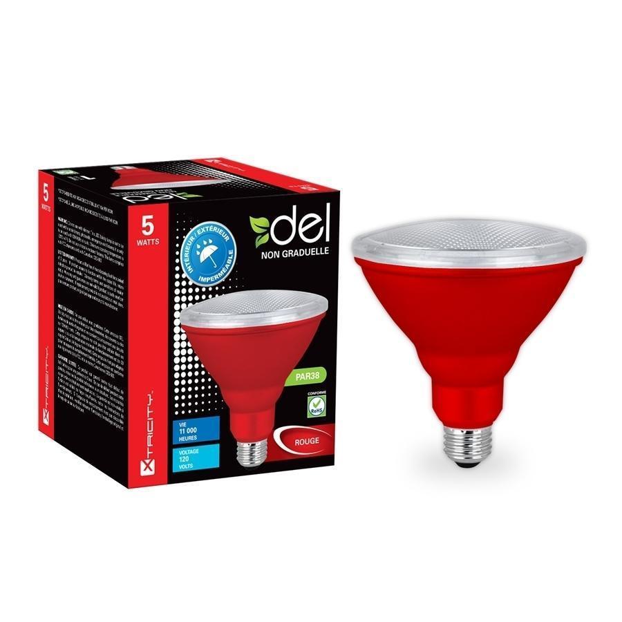 Xtricity Ampoule LED Type PAR38/7W/120V/E26/ Couleur Rouge Intérieur et Extérieur 1pk