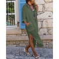 thumbnail image 3 of Chouyatou Womens Casual Loose Cotton Linen Long Shirt Dress Lapel Button Cuffed Sleeve Side Split Dresses with Pockets, 3 of 5