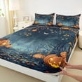 thumbnail image 3 of Feelyou Mystic Jungle Galaxy Queen Sheet Sets, Halloween Pumpkin Flat Sheet, Autumn Maple Leaf Queen Fitted Sheet, Microfiber Bedroom Decor, 4 Pieces, 3 of 7