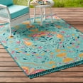 The Pioneer Woman Folk Geo Outdoor Rug, 5" x 7" - Turquoise Color