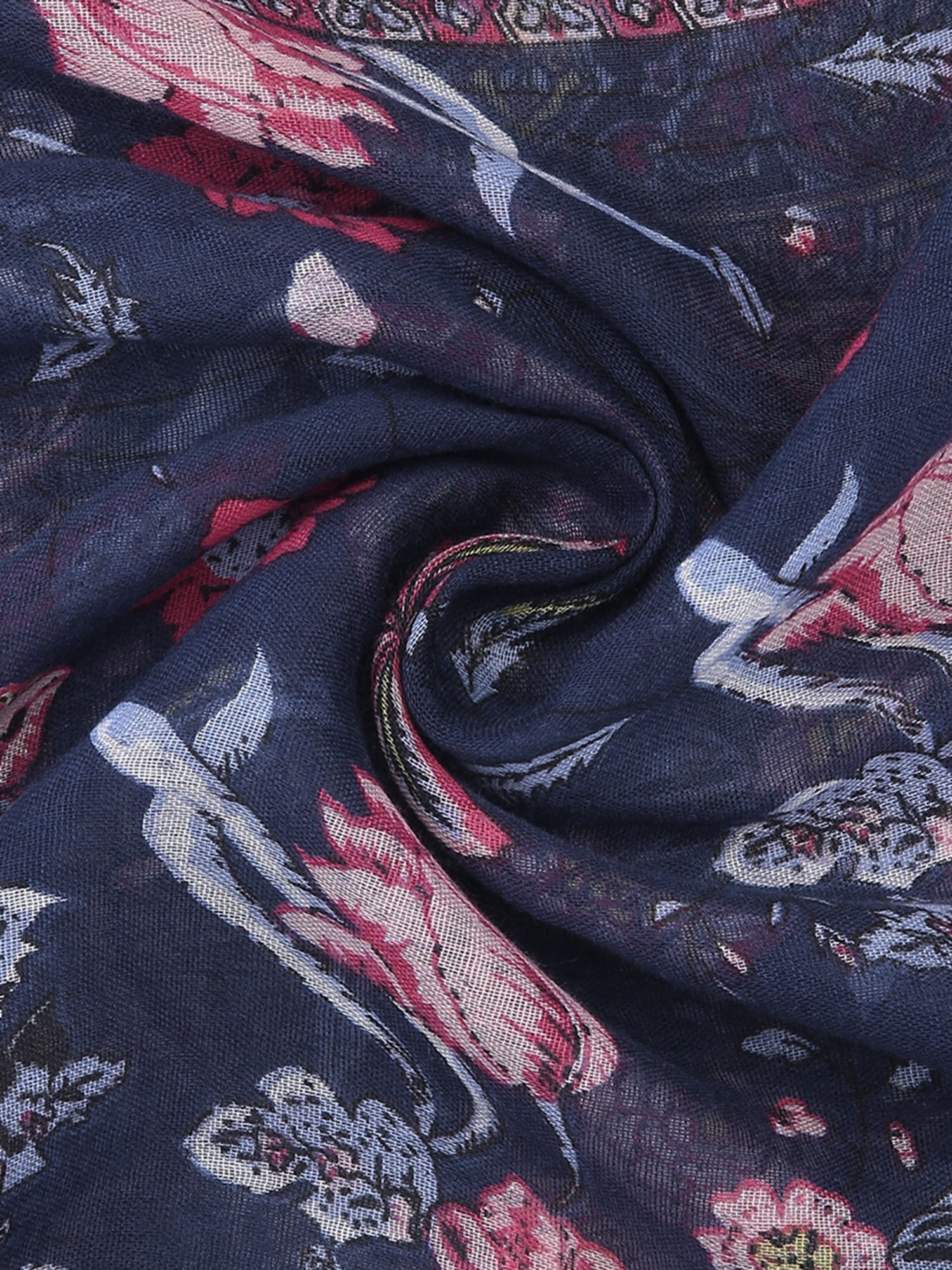 Unique Bargains Balinese Yarn Large Polyester Scarves Beach Shawls Vintage Wraps For Women Navy Blue