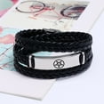 thumbnail image 4 of Punk Inverted Pentagram Pentacle Leather Bracelet for Men Women Biker Pagan Symbolic Wicca Bangle Cool Man Jewelry, Silver, 4 of 7