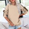 thumbnail image 2 of ATOYSOY Women's Crew Neck Sweatshirts Loose Tops Long Sleeve Tees Fall Winter Casual Shirts Pockets Fashion Color Block Pullover with Pockets Outwear Brown L, 2 of 5