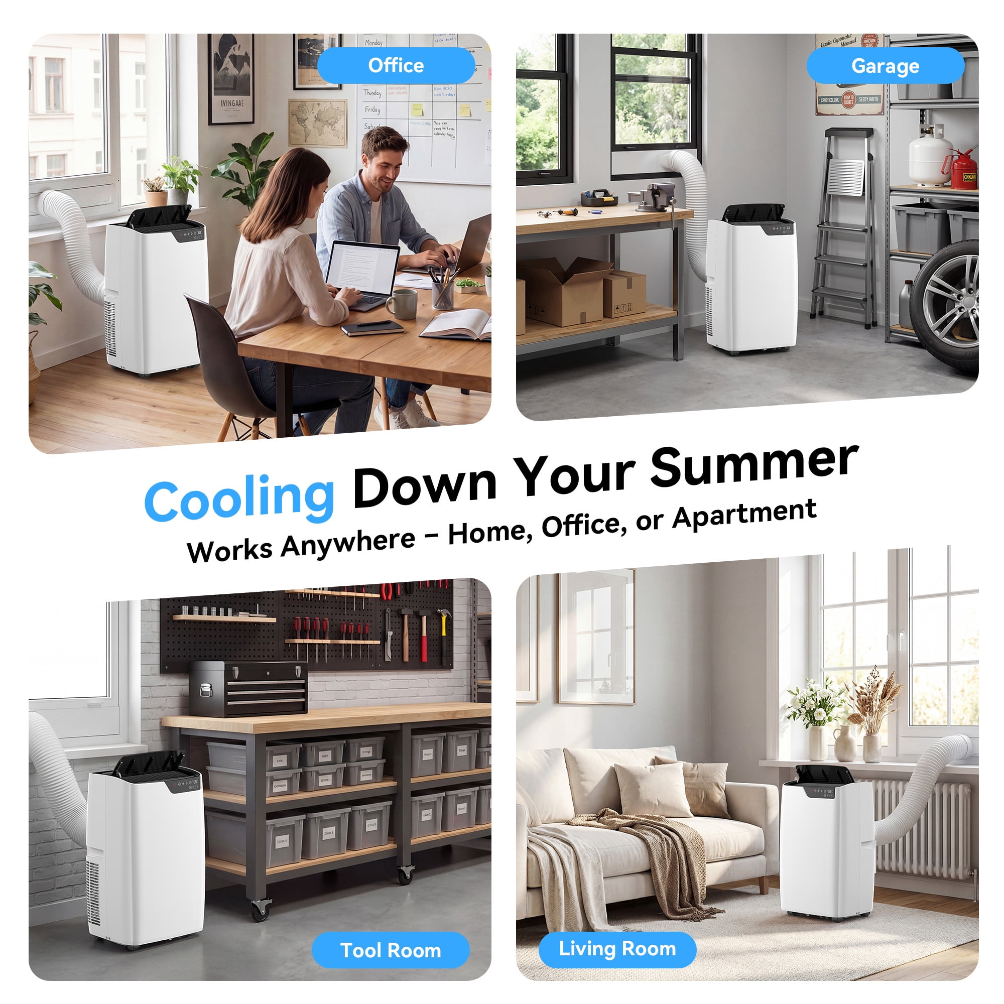 ELEKA 16000BTU Portable Air Conditioners with Remote Control,4-in-1 Standing Air Conditioner Up to 750 Sq.Ft. 24H Timer, Include Installation Kits