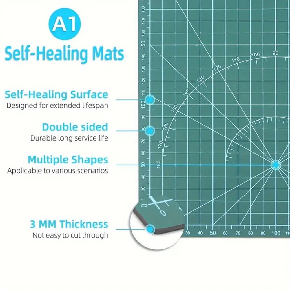 golytefs Self Healing Cutting Mat 3 Layer Cutting Pad Double-sided for Fabric Arts Crafts