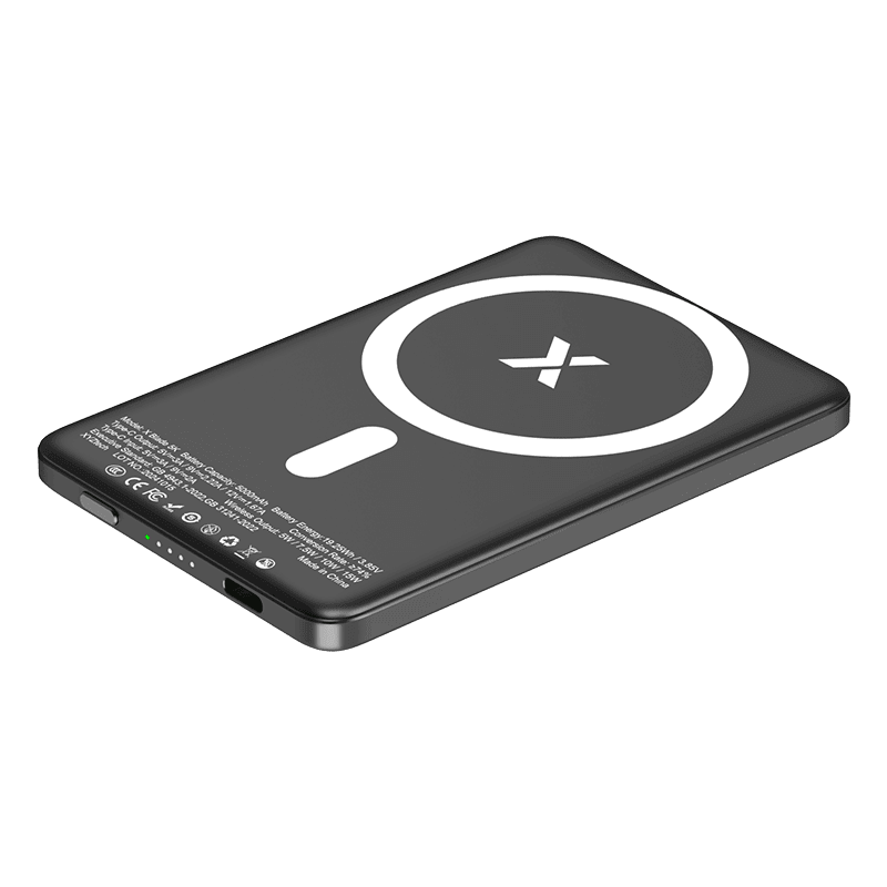 XYZtech X Blade 5K Wireless Power Bank - 5000 mAh - 0.3" Metal Casing Design, Compatible with iPhone and Samsung, Gray
