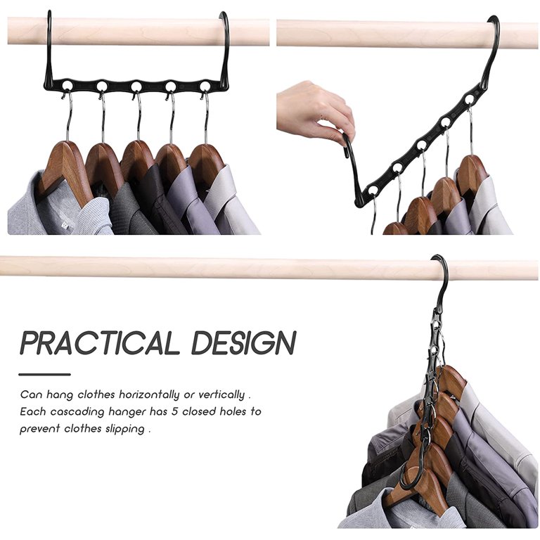 Metronic Plastic Space Saving Hangers, Hanger Organizer, Closet Organizer, 10 Pack, Black