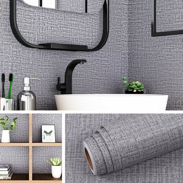 Livelynine Grey Peel and Stick Wallpaper for Bedroom Wall Living Room