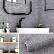Livelynine Grey Peel and Stick Wallpaper for Bedroom Wall Living Room Grasscloth Contact Paper Self Adhesive Bathroom Wall Paper Sticker Pull and Stick Waterproof Removable 16X80 Inch