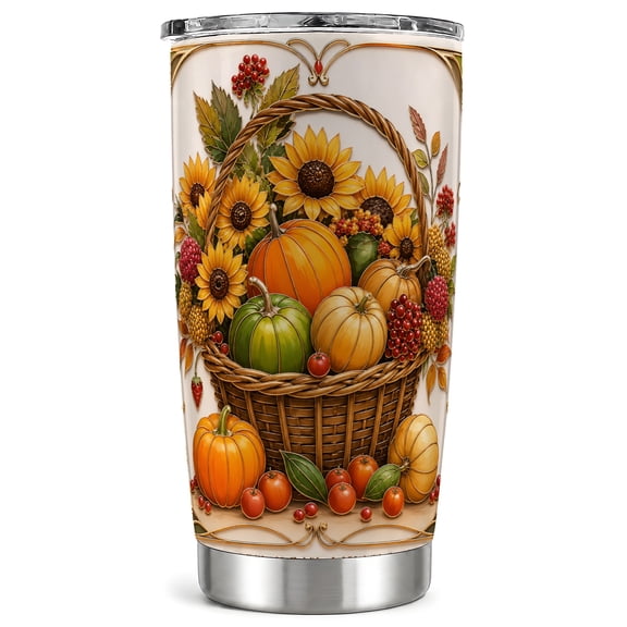 Harvest Tumbler 20oz, Pumpkin Tumbler, Fall Stainless Steel Travel Cup