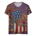thumbnail image 4 of Domuza Womans 250 Anniversary Shirt Usa Flag Graphics Short Sleeve Blouses Dressy Casual Crew Neck Tshirts New Fashion Clothing Purple M, 4 of 5