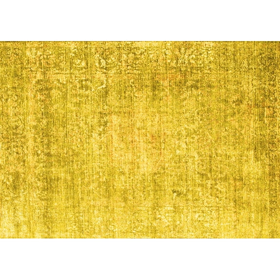 Ahgly Company Machine Washable Indoor Rectangle Persian Yellow Traditional Area Rugs, 2' x 3'