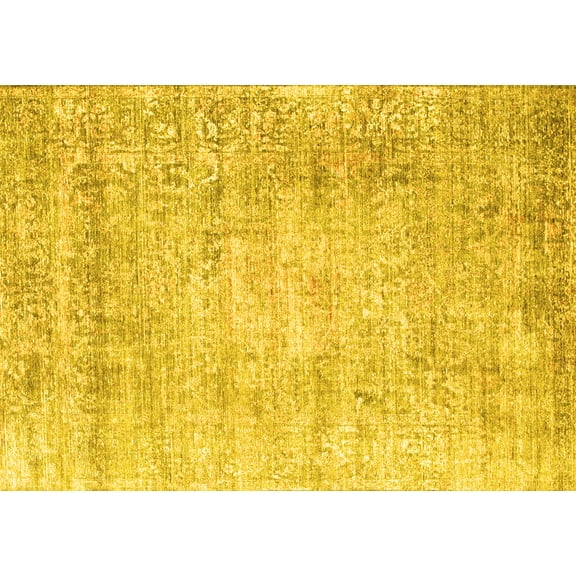 Ahgly Company Machine Washable Indoor Rectangle Persian Yellow Traditional Area Rugs, 5' x 7'