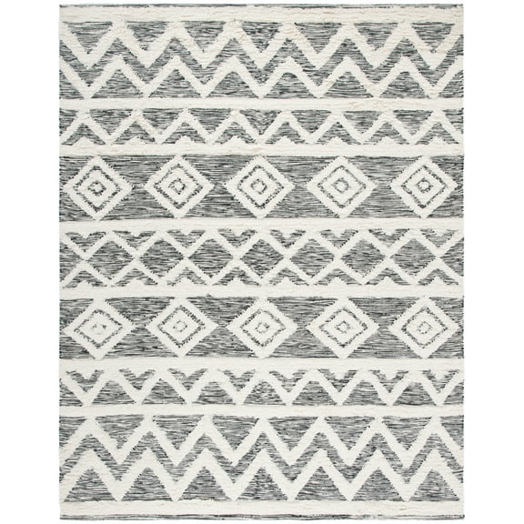 SAFAVIEH Kenya Constance Southwestern Wool Area Rug, Ivory/Black, 8' x 10'