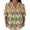 Green, variant on Colorblock Paisley Print Henley Top for Women, Short Sleeve V-Neck Button Down Tunic - Boho Patchwork Casual Blouse with Curved Hem Multicolor M