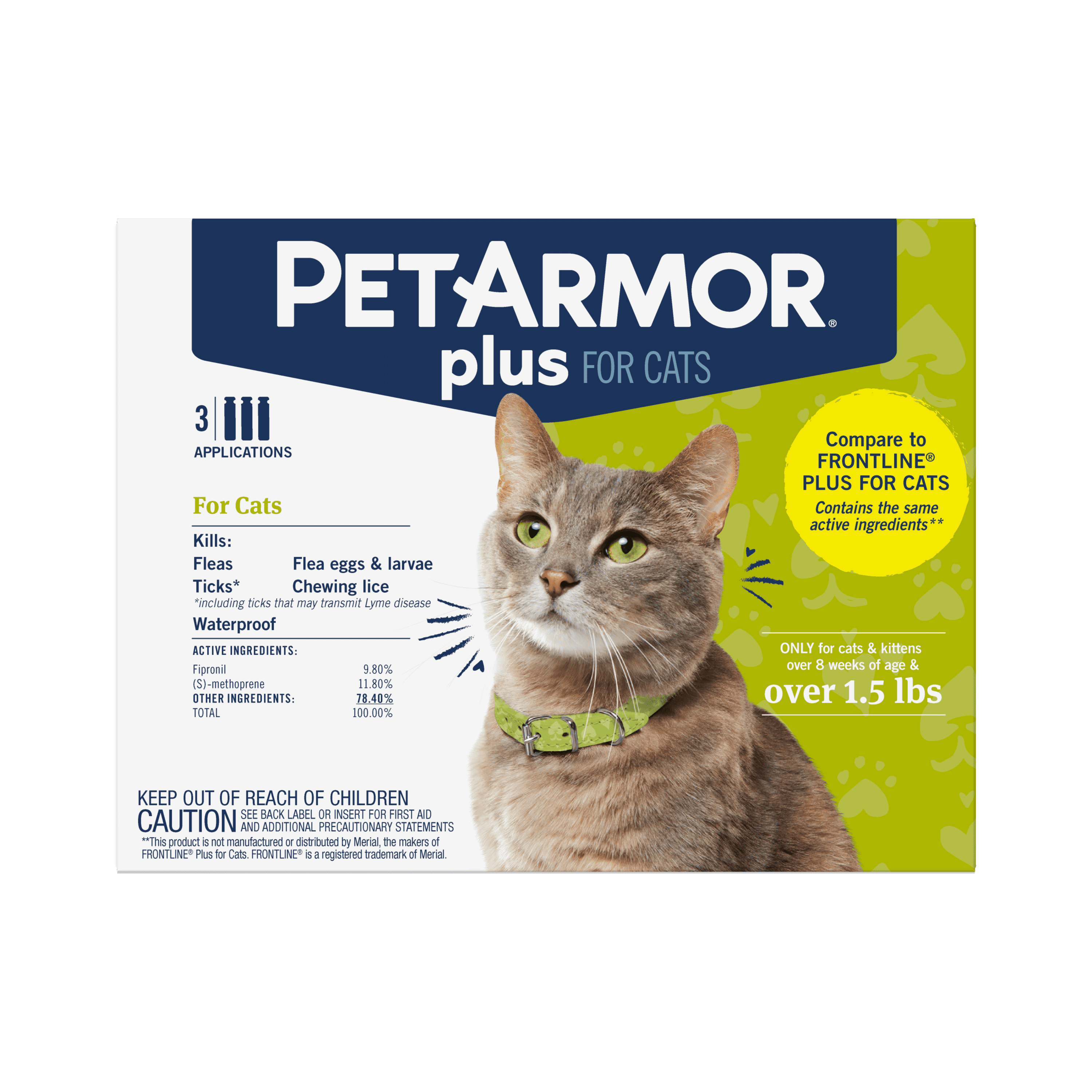 PetArmor Plus Flea & Tick Prevention for Cats (Over 1.5 lbs), 3