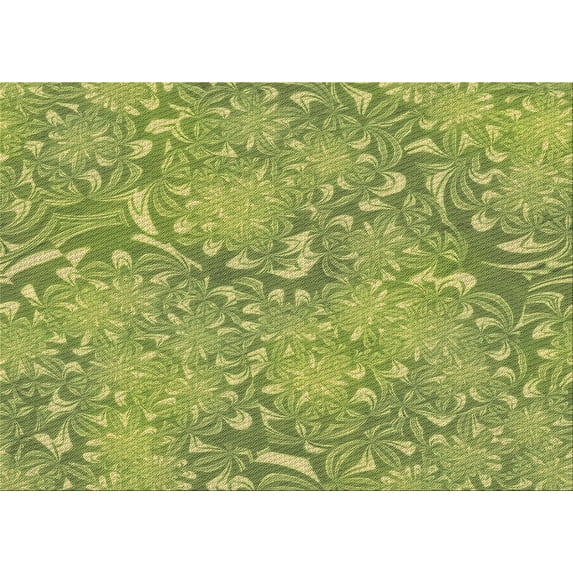 Ahgly Company Machine Washable Indoor Rectangle Transitional Green Area Rugs, 7' x 10'