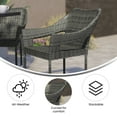 thumbnail image 6 of Flash Furniture Ethan Set of 2 Commercial Grade Stacking Patio Chairs, All Weather PE Rattan Wicker Patio Dining Chairs in Gray, 6 of 12