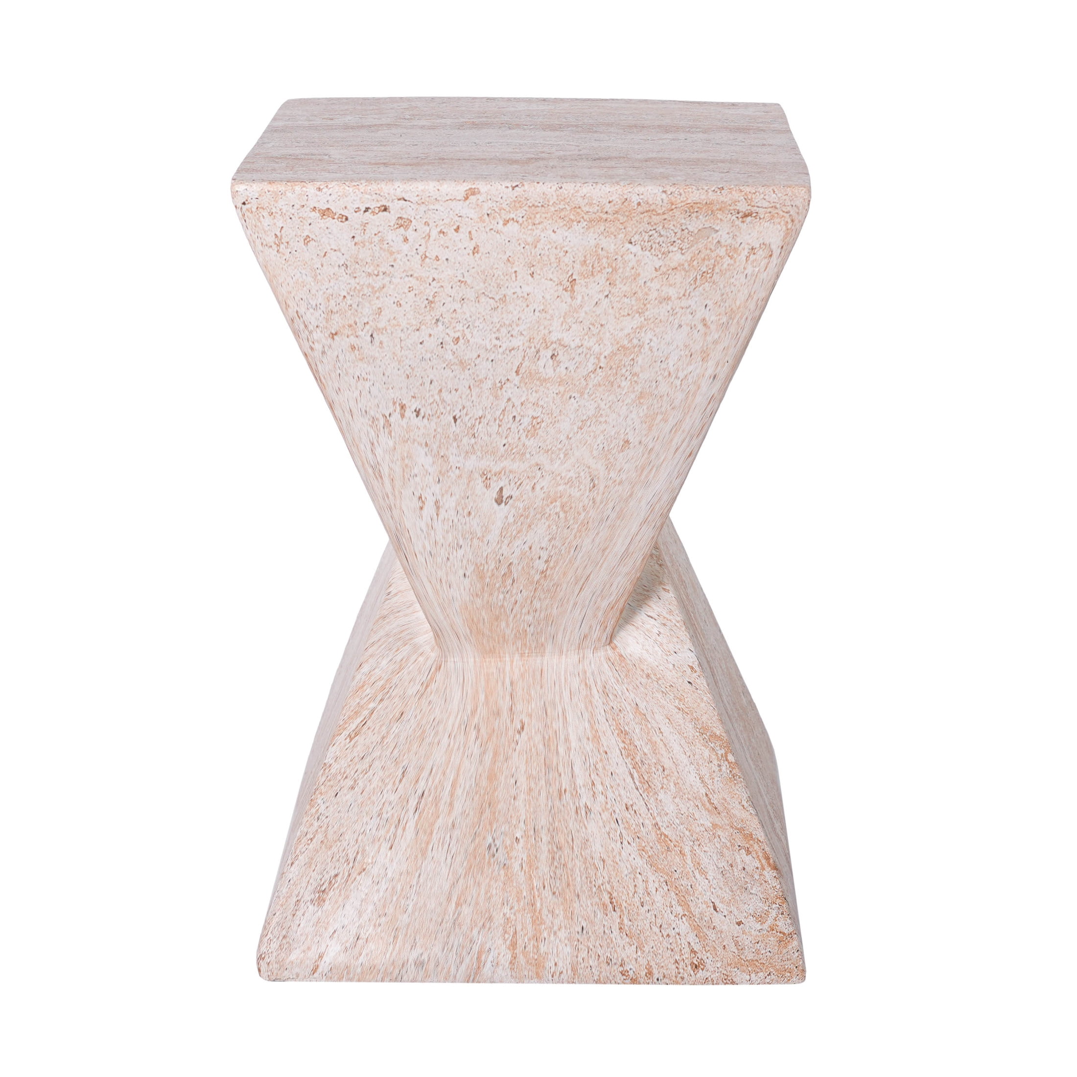 Christopher Knight Home 18.5" Modern Geometric Concrete Accent Side Table, Beige Marble