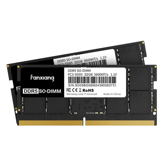 fanxiang SODIMM DDR5 5600MHz RAM 64GB Kit (2 x 32GB),CL46 1.1V SODIMM 262 Pin Laptop Memory Module Ram,Memory for Enhanced Gaming Performance and Smooth Multitasking