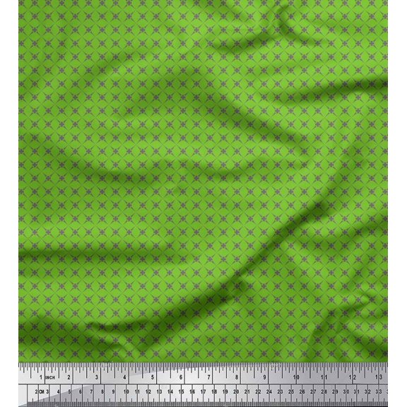 Soimoi Green Cotton Duck Fabric Geometrical Star Geometric Printed Craft Fabric by the Yard 42 Inch Wide