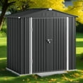 thumbnail image 6 of Jolifa 8x6 ft Outdoor Storage Shed, Heavy Duty Galvanized Steel Tool Shed with Lockable Double Doors, Waterproof Metal Garden Shed for Backyard, All Weather Shed for Lawn Equipment & Bike Storage, 6 of 8