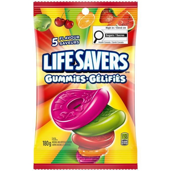 LIFE SAVERS, Cinq saveurs, bonbons gélifiés, sac, 180 g