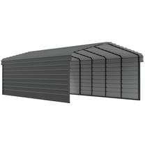 Arrow 12 x 29 x 7 ft Charcoal Steel Carport With 2 Side Wall Kit