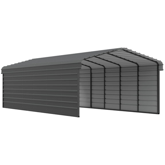 Arrow 12 x 29 x 7 ft Charcoal Steel Carport With 2 Side Wall Kit