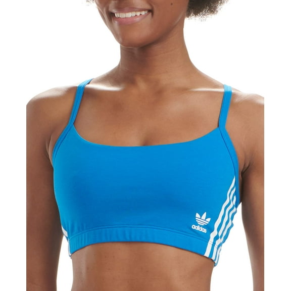 adidas Intimates Women's Adicolor Comfort Flex Cotton Scoop Bralette 4A4H00 - Bluebird, Size Large