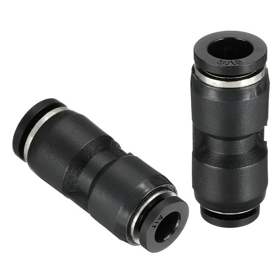 Uxcell 2 Pcs Push to Connect Fittings Reducing 5/16" Tube OD x 1/4" Tube OD Straight Pneumatic Quick Connector, Black
