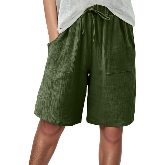 Womens Shorts 2025 Summer for Linen Wide Leg High Waisted Beach Pants Vacation Pant Baggy Dressy Casual Womens Jorts S-3XL