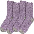 thumbnail image 2 of BambooMN Women's Extra Large Soft Fuzzy Warm Cozy Comfy Fuzzy Plush Cute Solid Slipper Socks - Purple Grey - 4 Pairs, 2 of 5