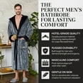 thumbnail image 5 of Lotus Linen Plush Hooded Robe for Men - Soft Fleece Bathrobe, Grey Black M/L, 5 of 9
