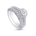 thumbnail image 2 of AFFY 1.25CT Round Moissanite Diamond Halo Bridal Ring Set for Women 14K White Gold over Silver-6, 2 of 6