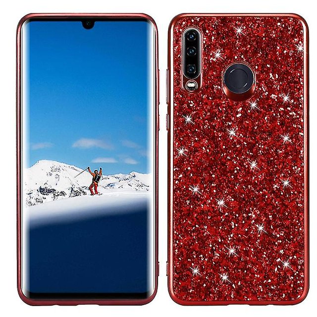Funda de TPU antigolpes con purpurina en polvo para Huawei P30 Lite/Nova 4e (negra)