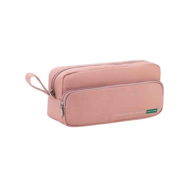 AGIFERG Nylon Pencil Case with 2 Compartments, Black, 1 Count