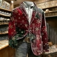 thumbnail image 7 of Pituace Mens Corduroy Christmas Jacket Casual One Button Holiday Party Blazer Sport Coats Ugly Xmas Print Suit Jacket, 7 of 7